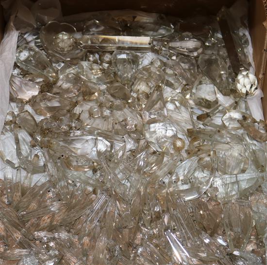 A quantity of Victorian cut glass lustre drops